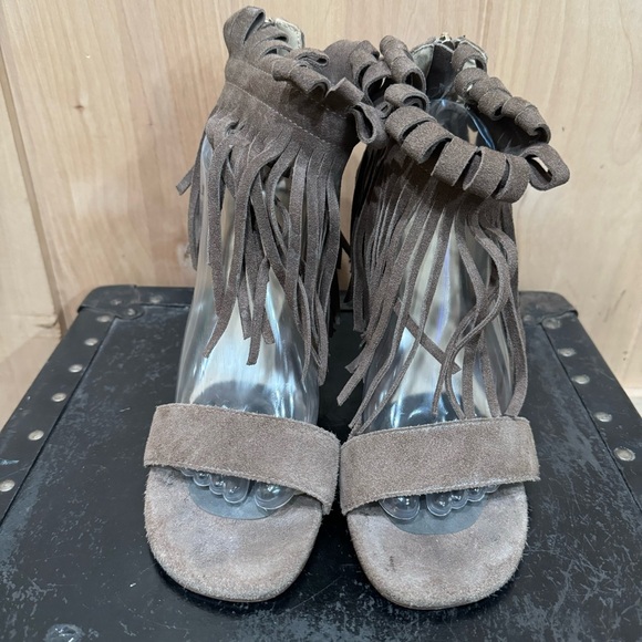 MATIKO SUEDE Morgan FRINGE Sandals HEELS Size 41 Boho - Picture 9 of 16